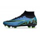 Cheap Nike Air Zoom Mercurial Superfly 9 Elite FG High Top Soccer Shoes Black Green Blue Sale