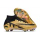 Cheap Nike Air Zoom Mercurial Superfly 9 Elite FG High Top Soccer Shoes Gold Black Sale