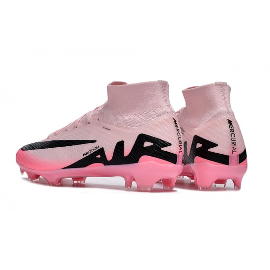 Cheap Nike Air Zoom Mercurial Superfly 9 Elite FG High Top Soccer Shoes Pink Black Sale