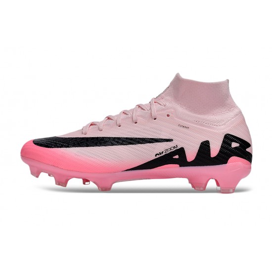 Cheap Nike Air Zoom Mercurial Superfly 9 Elite FG High Top Soccer Shoes Pink Black Sale