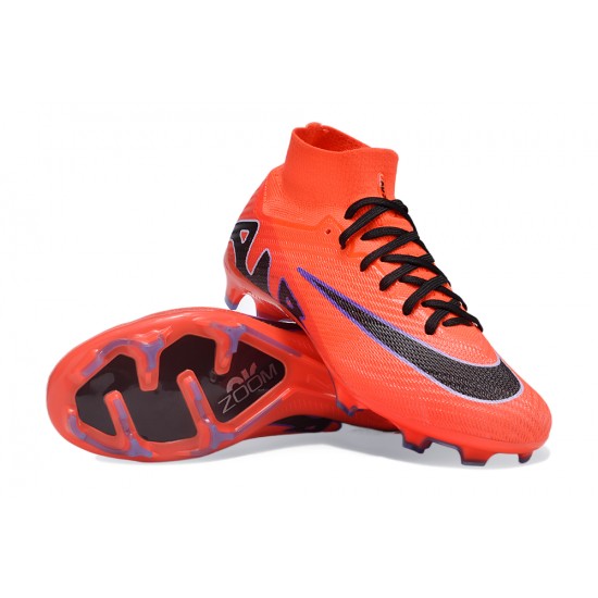 Cheap Nike Air Zoom Mercurial Superfly 9 Elite FG High Top Soccer Shoes Red Black Sale