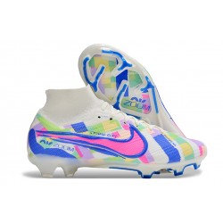 Nike Air Zoom Mercurial Superfly 9 Elite FG High Top Soccer Shoes White Blue Pink