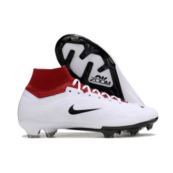 Nike Air Zoom Mercurial Superfly 9 Elite FG High Top Soccer Shoes White Red Black