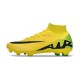 Cheap Nike Air Zoom Mercurial Superfly 9 Elite FG High Top Soccer Shoes Yellow Black Sale