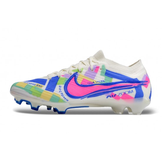 Cheap Nike Air Zoom Mercurial Vapor 15 Elite FG Low Soccer Shoes Blue Pink White Sale