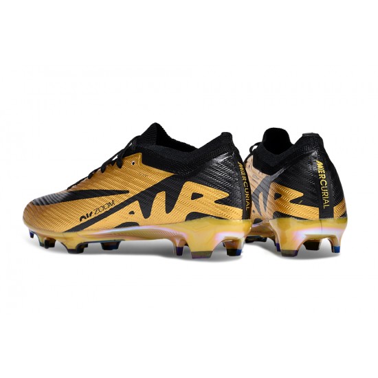 Cheap Nike Air Zoom Mercurial Vapor 15 Elite FG Low Soccer Shoes Gold Black Sale