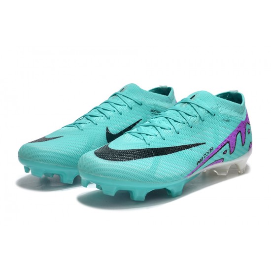 Cheap Nike Air Zoom Mercurial Vapor 15 Elite FG Low Soccer Shoes Ltblue Purple Black Sale