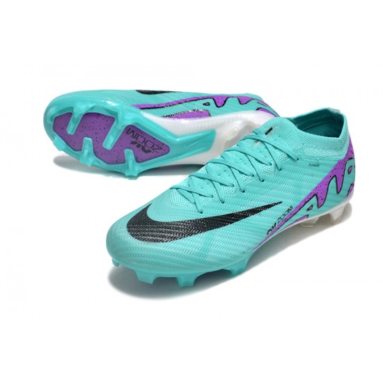 Cheap Nike Air Zoom Mercurial Vapor 15 Elite FG Low Soccer Shoes Ltblue Purple Black Sale