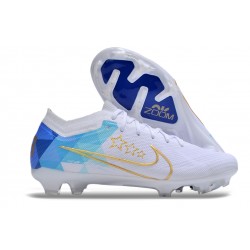 Nike Air Zoom Mercurial Vapor 15 Elite FG Low Soccer Shoes White Gold Blue