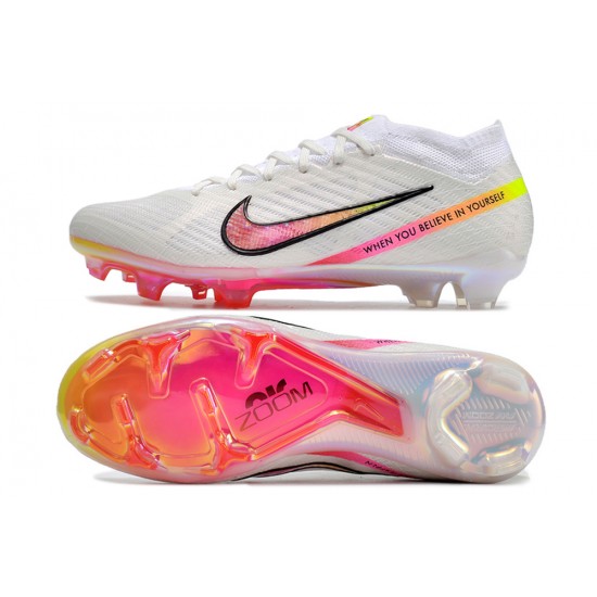 Cheap Nike Air Zoom Mercurial Vapor 15 Elite FG Low Soccer Shoes White Peach Sale