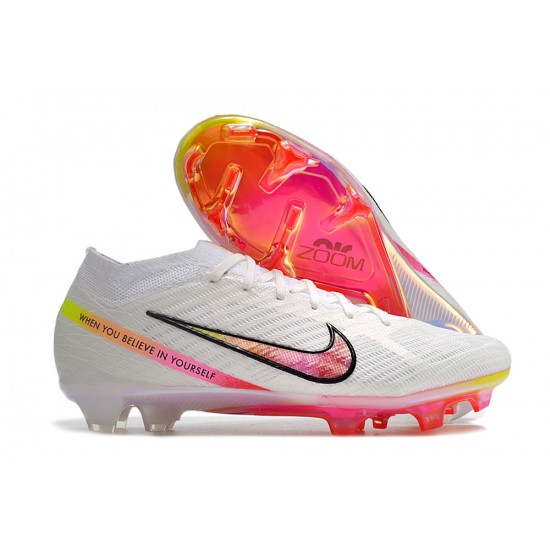 Cheap Nike Air Zoom Mercurial Vapor 15 Elite FG Low Soccer Shoes White Peach Sale