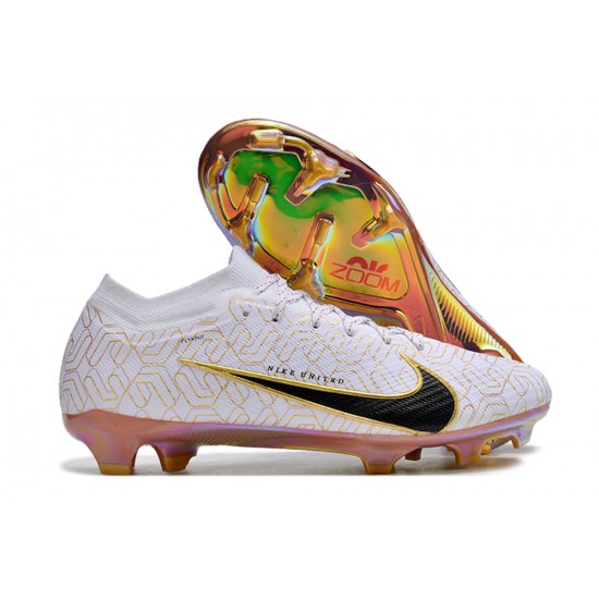 Cheap Nike Air Zoom Mercurial Vapor 15 Elite FG Low Soccer Shoes White Yellow Sale