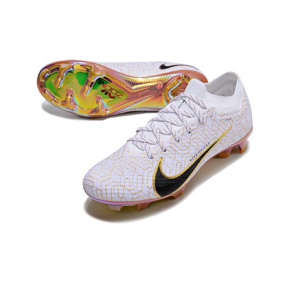 Cheap Nike Air Zoom Mercurial Vapor 15 Elite FG Low Soccer Shoes White Yellow Sale