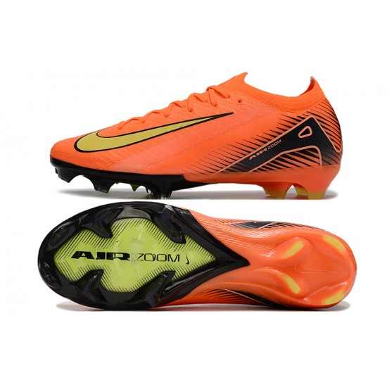 Cheap Nike Air Zoom Mercurial Vapor 16 Elite FG Low Orange Black Yellow Soccer Shoes Sale