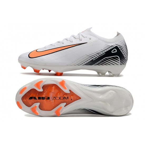 Cheap Nike Air Zoom Mercurial Vapor 16 Elite FG Low White Black Orange Soccer Shoes Sale