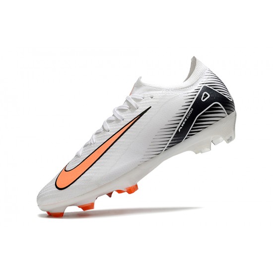 Cheap Nike Air Zoom Mercurial Vapor 16 Elite FG Low White Black Orange Soccer Shoes Sale