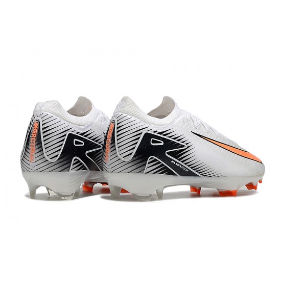 Cheap Nike Air Zoom Mercurial Vapor 16 Elite FG Low White Black Orange Soccer Shoes Sale