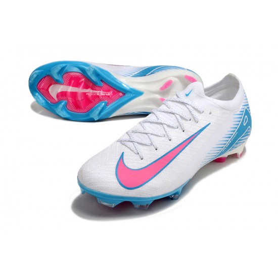 Cheap Nike Air Zoom Mercurial Vapor 16 Elite FG Low White Pink Blue Soccer Shoes Sale