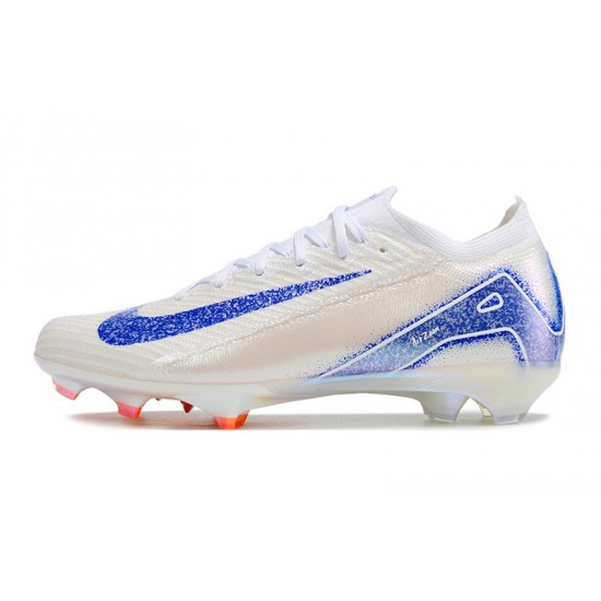 Cheap Nike Air Zoom Mercurial Vapor 16 Elite FG White Blue Low Soccer Shoes Sale