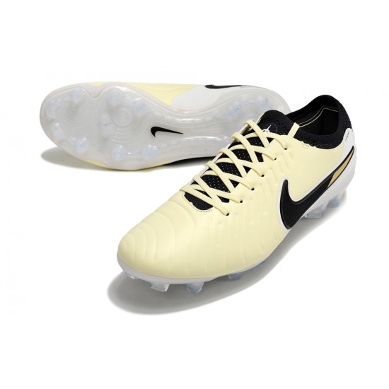 Cheap Nike Tiempo Legend 10 Elite FG Beige Black Low Soccer Shoes Sale