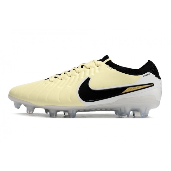 Cheap Nike Tiempo Legend 10 Elite FG Beige Black Low Soccer Shoes Sale