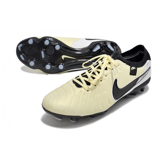 Cheap Nike Tiempo Legend 10 Elite FG Beige Black White Low Soccer Shoes Sale