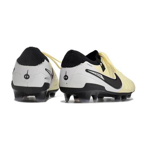 Cheap Nike Tiempo Legend 10 Elite FG Beige Black White Low Soccer Shoes Sale