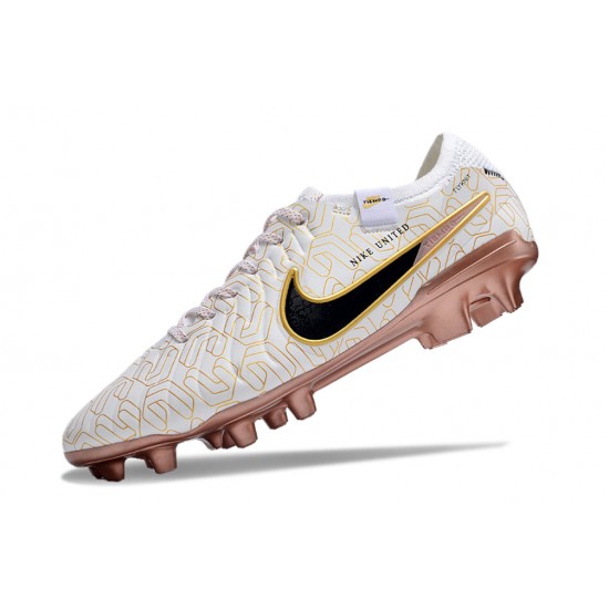 Cheap Nike Tiempo Legend 10 Elite FG Brown White Black Low Soccer Shoes Sale