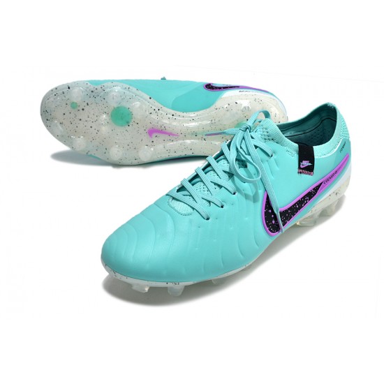 Cheap Nike Tiempo Legend 10 Elite FG Ltblue Purple Black Low Soccer Shoes Sale