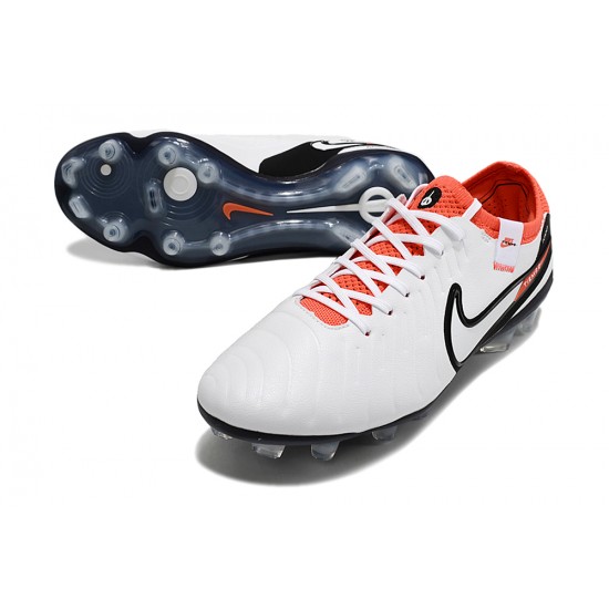 Cheap Nike Tiempo Legend 10 Elite FG Orange Black White Low Soccer Shoes Sale