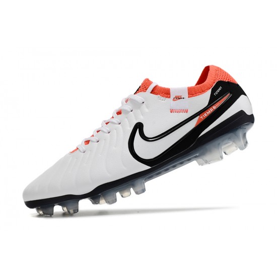 Cheap Nike Tiempo Legend 10 Elite FG Orange Black White Low Soccer Shoes Sale