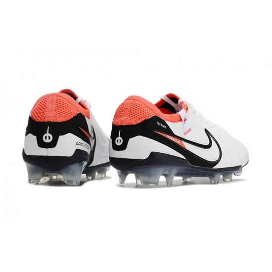 Cheap Nike Tiempo Legend 10 Elite FG Orange Black White Low Soccer Shoes Sale