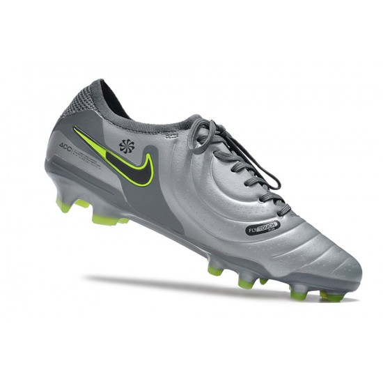 Cheap Nike Tiempo Legend 10 Elite FG Silver Green Black Green Low Soccer Shoes Sale