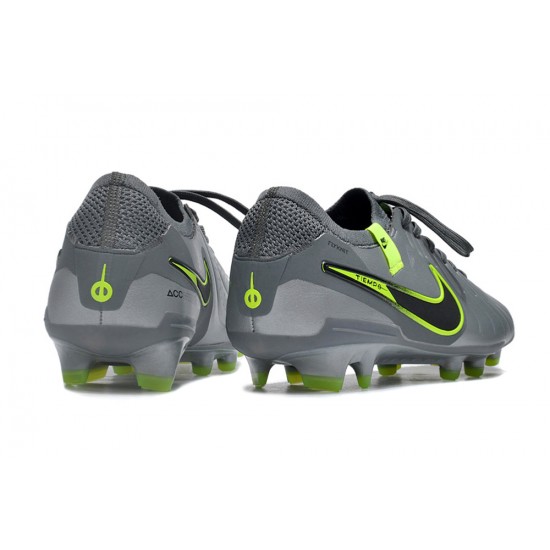 Cheap Nike Tiempo Legend 10 Elite FG Silver Green Black Green Low Soccer Shoes Sale