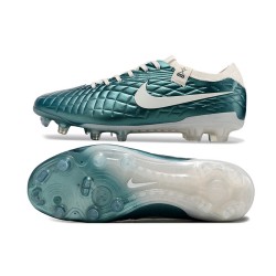 Nike Tiempo Legend 10 Elite FG White Beige Blue Low Soccer Shoes