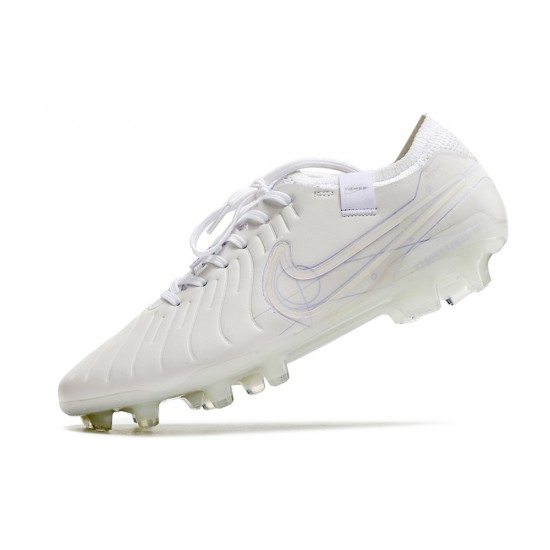 Cheap Nike Tiempo Legend 10 Elite FG White Beige Low Soccer Shoes Sale