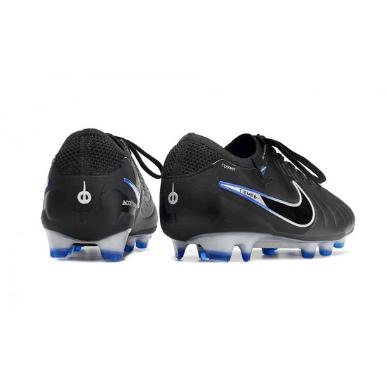 Cheap Nike Tiempo Legend 10 Elite FG White Blue Black Low Soccer Shoes Sale