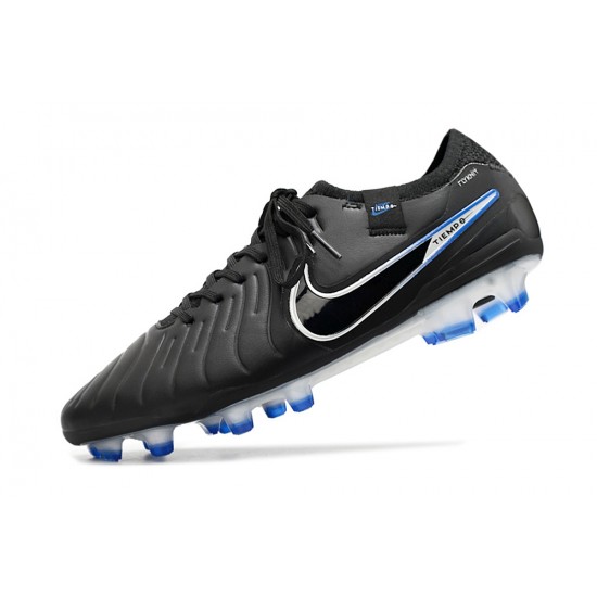 Cheap Nike Tiempo Legend 10 Elite FG White Blue Black Low Soccer Shoes Sale