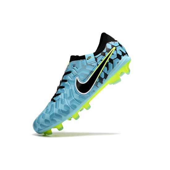 Cheap Nike Tiempo Legend 10 Elite FG Low Soccer Shoes Blue Black Green Sale