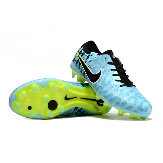 Cheap Nike Tiempo Legend 10 Elite FG Low Soccer Shoes Blue Black Green Sale