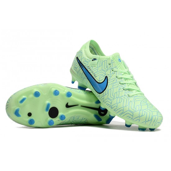 Cheap Nike Tiempo Legend 10 Elite FG Low Soccer Shoes Green Blue Sale