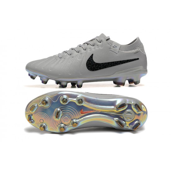 Cheap Nike Tiempo Legend 10 Elite FG Low Soccer Shoes Grey Black Sale