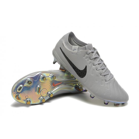 Cheap Nike Tiempo Legend 10 Elite FG Low Soccer Shoes Grey Black Sale