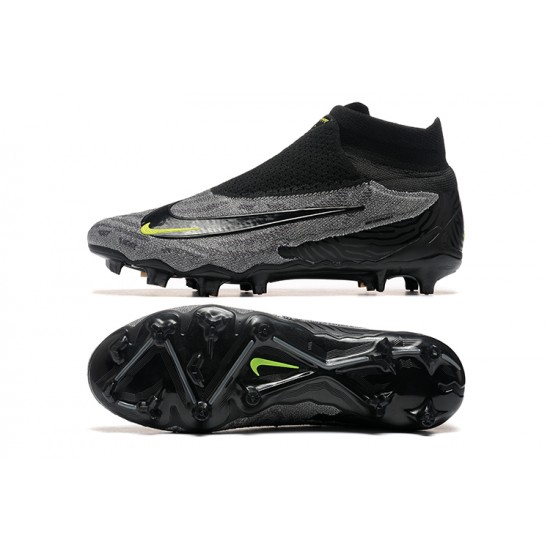 Cheap Nike Phantom GX Elite FG High Top Soccer Shoes Grey Black Yellow Sale