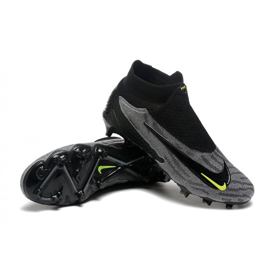 Cheap Nike Phantom GX Elite FG High Top Soccer Shoes Grey Black Yellow Sale