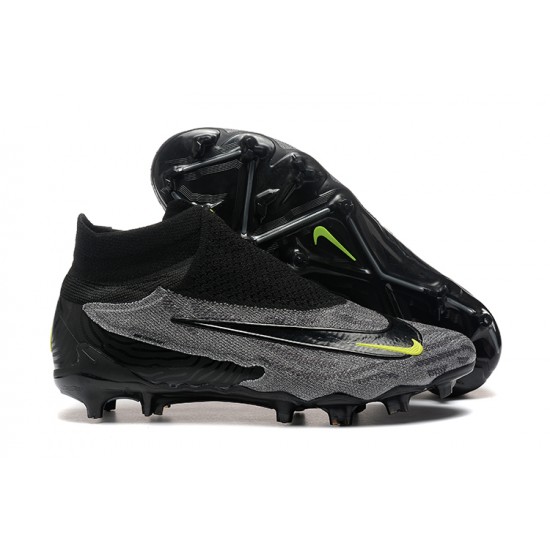 Cheap Nike Phantom GX Elite FG High Top Soccer Shoes Grey Black Yellow Sale