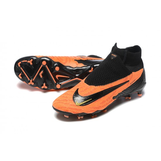 Cheap Nike Phantom GX Elite FG High Top Soccer Shoes Orange Black Sale