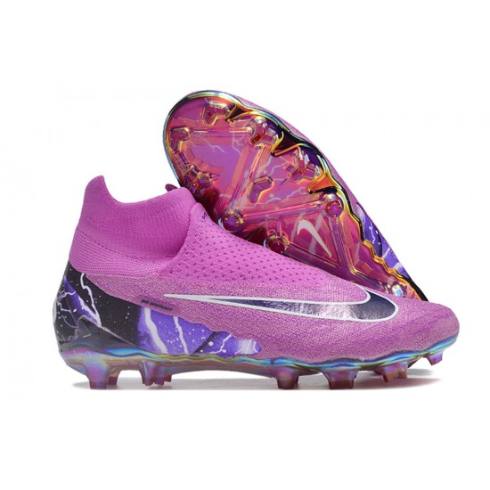 Cheap Nike Phantom GX Elite FG High Top Soccer Shoes Purple Black Sale