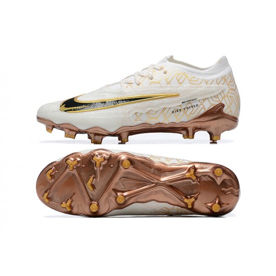 Cheap Nike Phantom GX Elite FG Low Soccer Shoes White Yellow Brown Sale