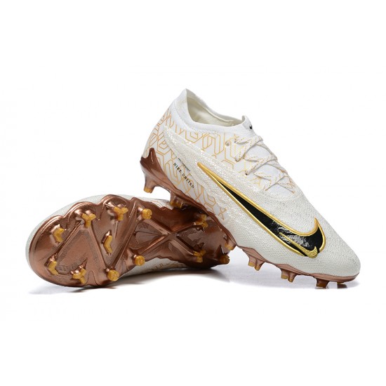 Cheap Nike Phantom GX Elite FG Low Soccer Shoes White Yellow Brown Sale